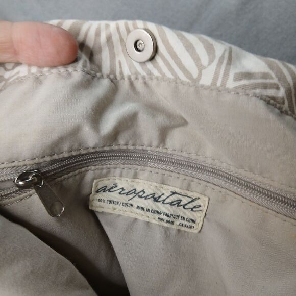 Aeropostale Floral Canvas Crossbody Bag Purse Neutral Cotton Fabric Lined Handbg - Picture 6 of 8